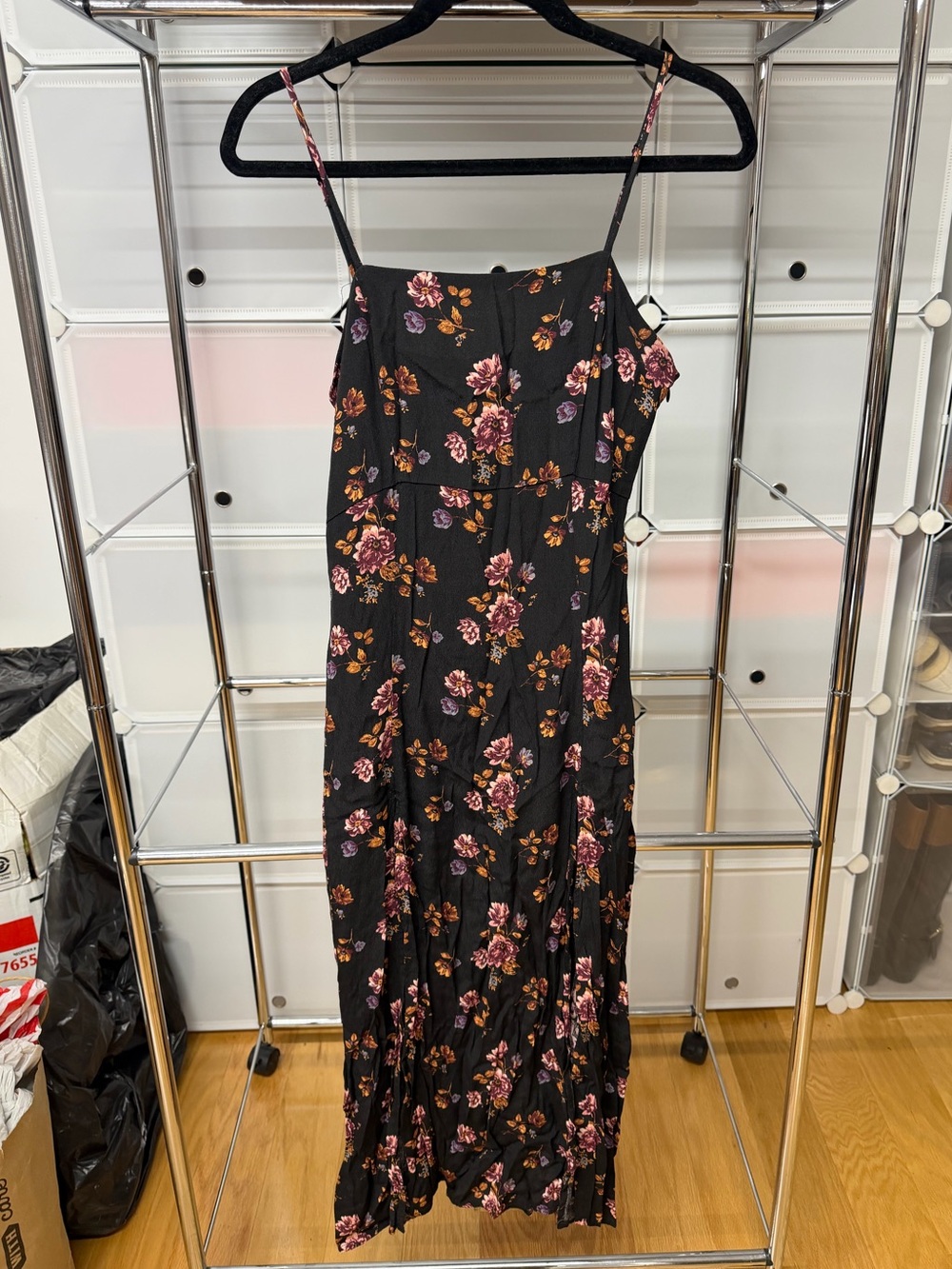 Forever 21 Black Floral Print Maxi Dress